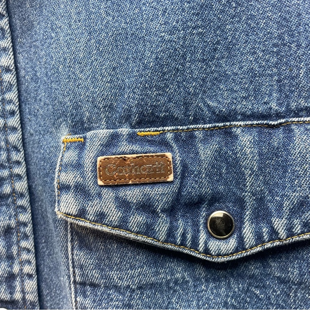 Carhartt Vintage Thrashed Pearl Snap Denim Shacket Button Down Shirt - Picture 6 of 8